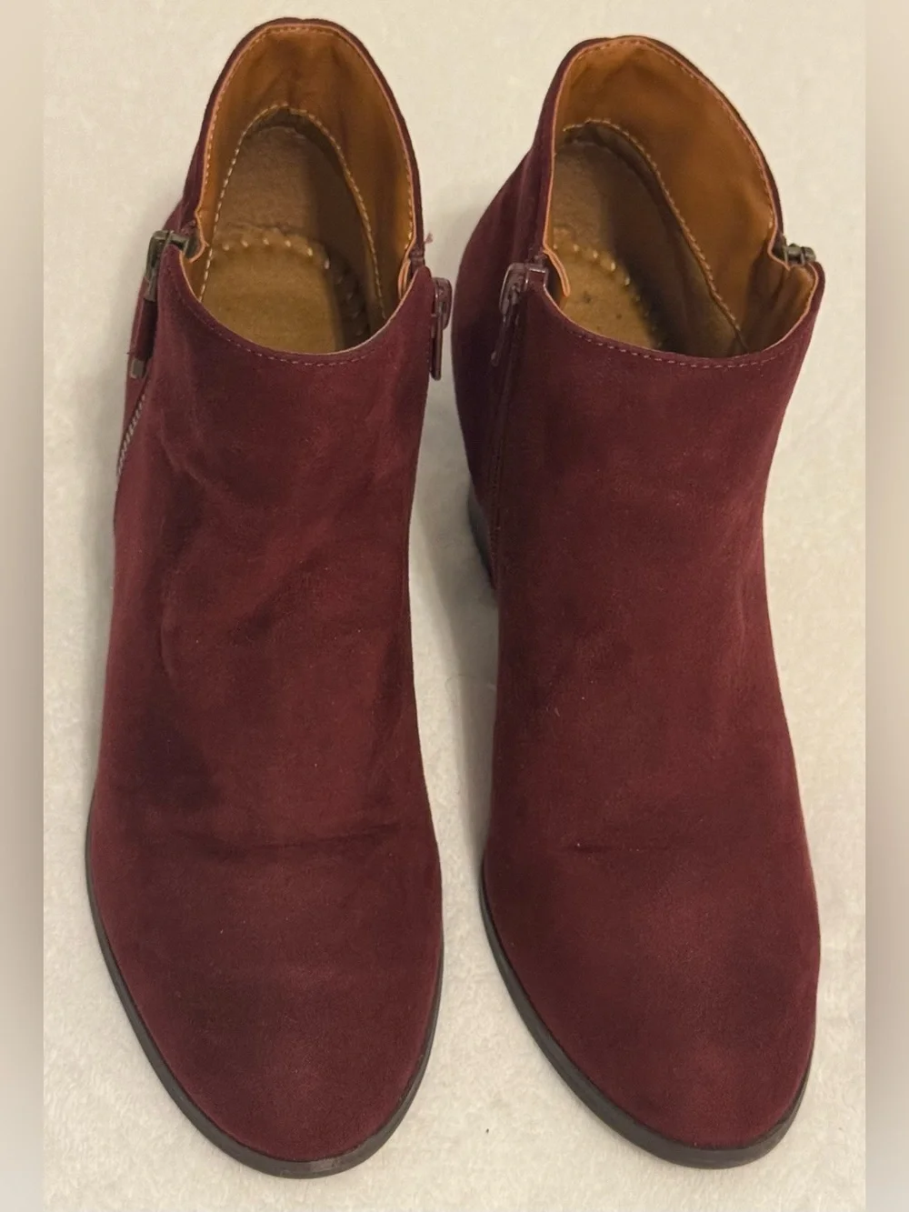Style & Co. Women’s Masrina Wine Color Double Zip Heel Ankle Boots Size 7